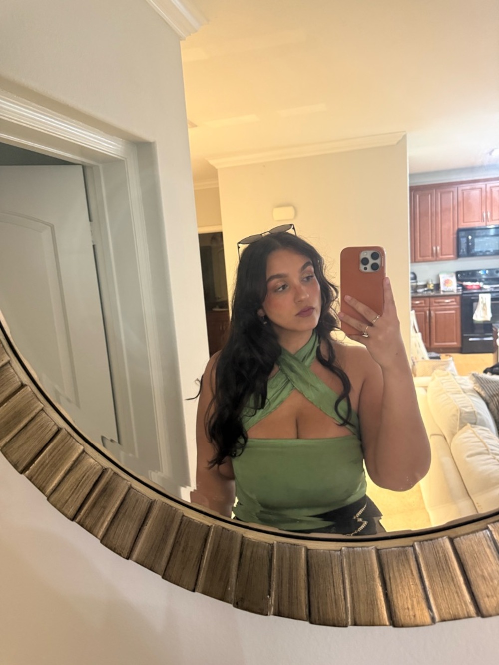 Women’s Green Criss-Cross Crop Top
